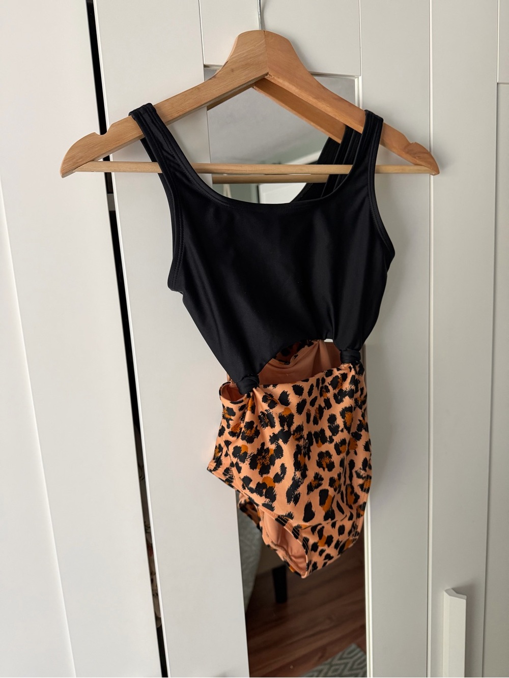art class Black & Leopard Print Girls One-Piece Swimsuit